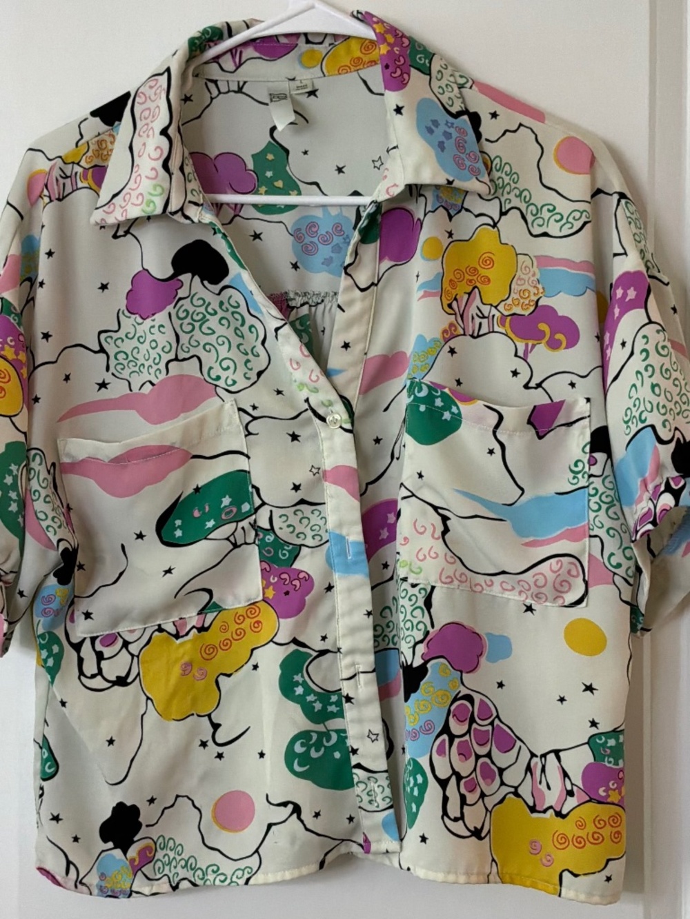 Step by New York Colorful Print Button-Up Blouse